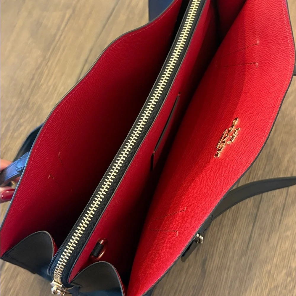 Coach Midnight Black & Red Leather Handbag - Picture 2 of 8